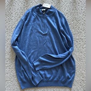 Peter Millar Men’s Blue Quarter Zip Merino Wool - NWT size XL